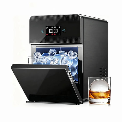 Machine à glaçons sphériques de 3,2 po pour comptoir, avec alimentation en eau automatique, 3 pièces en 15 min, 288 pièces/jour, autonettoyante, isolation renforcée pour bar à whisky
