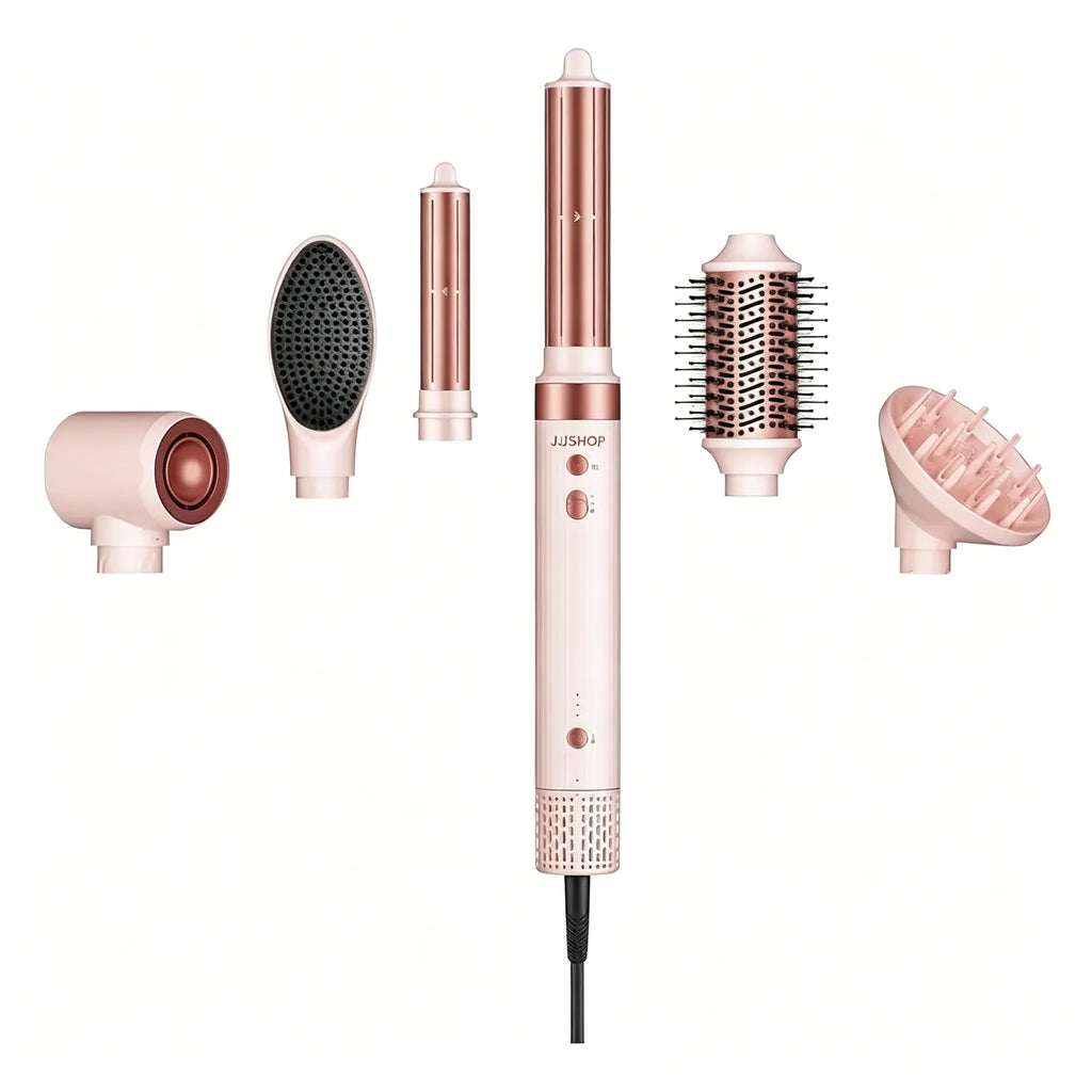 6-in-1 Air-Styler-Set – Ionenföhn, automatischer Lockenstab & Warmluftbürste
