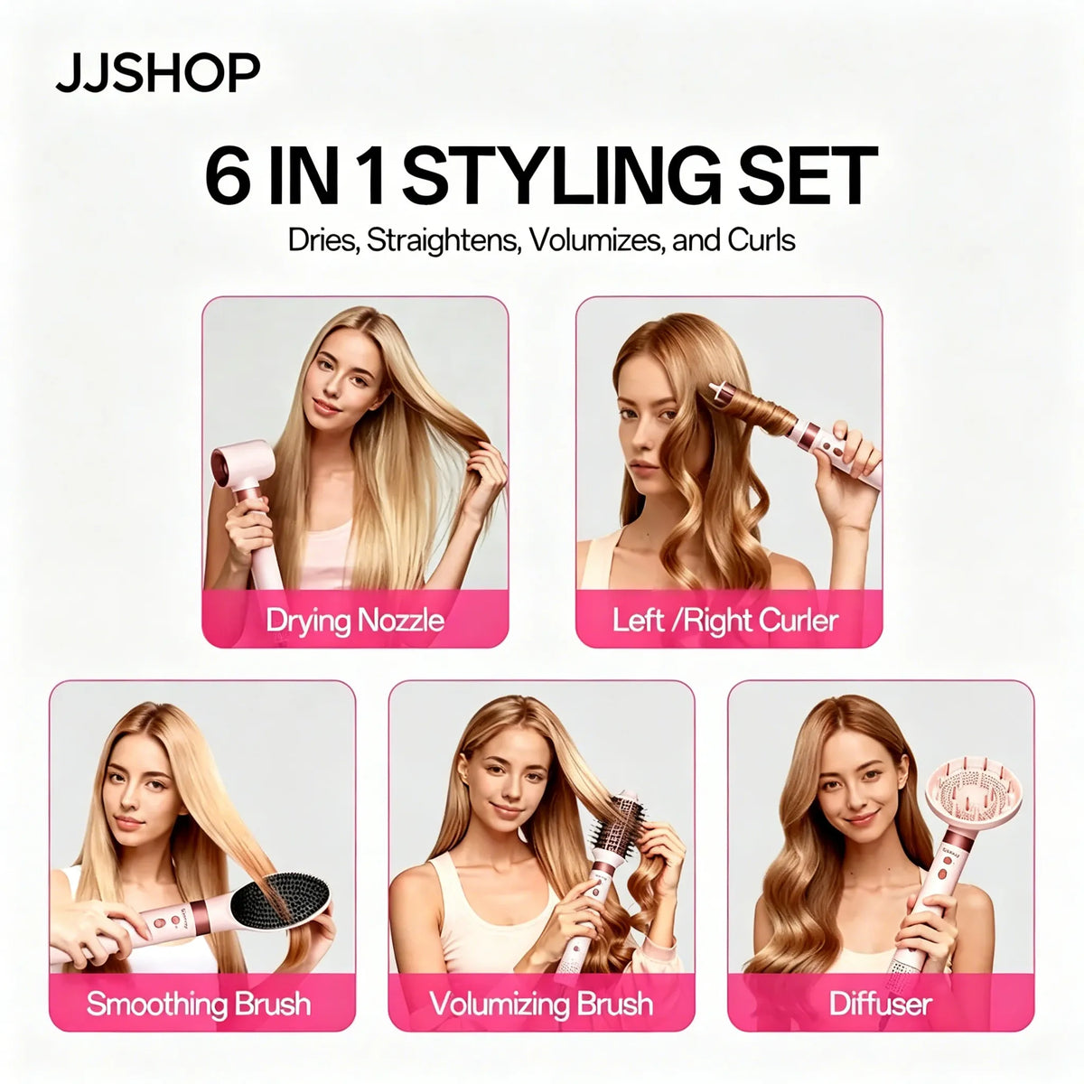 6-in-1 Air Styler Wrap – Ionic Dryer, Auto Curler & Blowout Brush Set