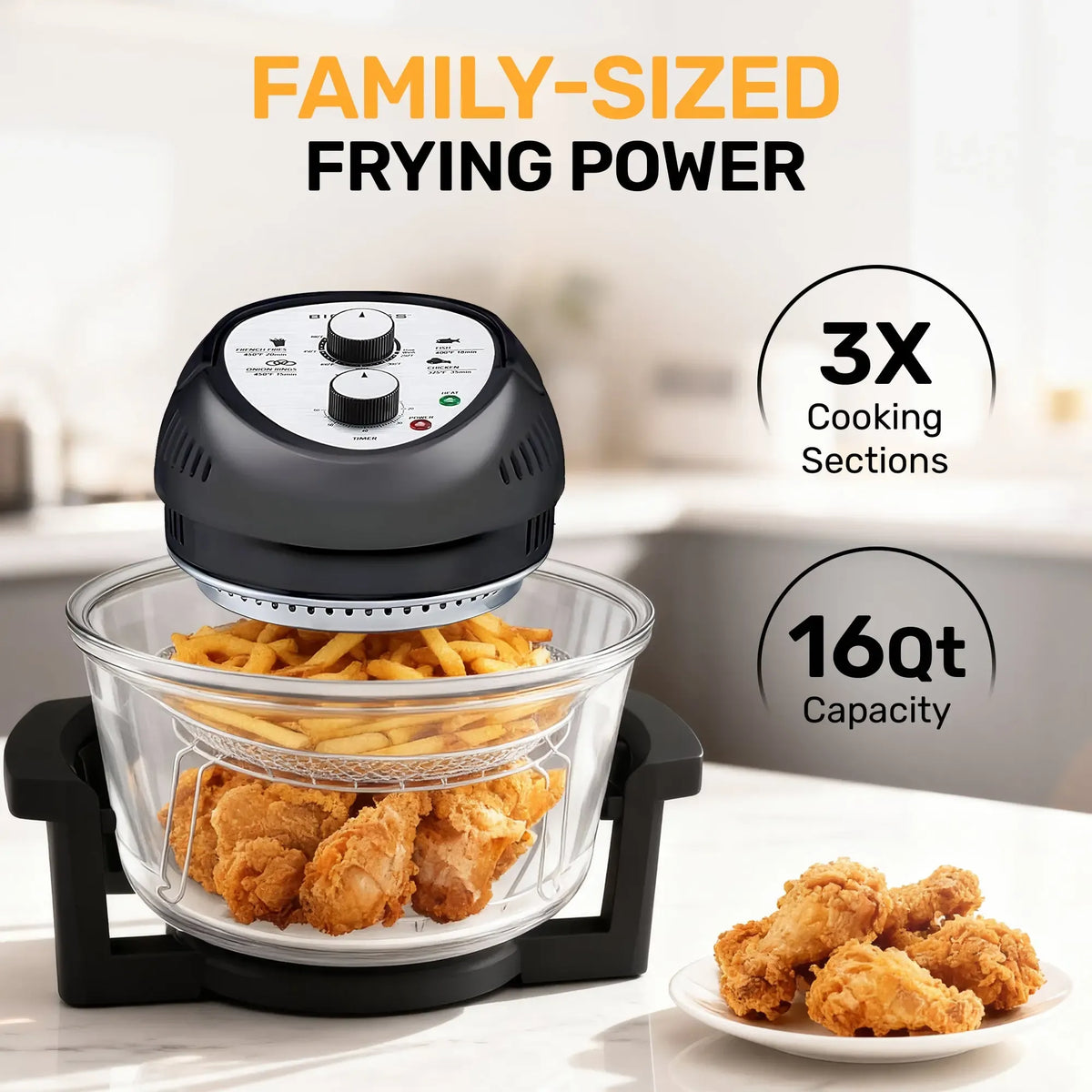 16-quarts extra stor airfryer – oljefri krispig matlagning för hälsosammare måltider