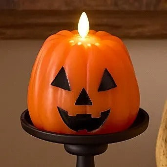 Bougie LED Citrouille Empilée | Lumière Décorative Sans Flamme en Cire Véritable pour Halloween