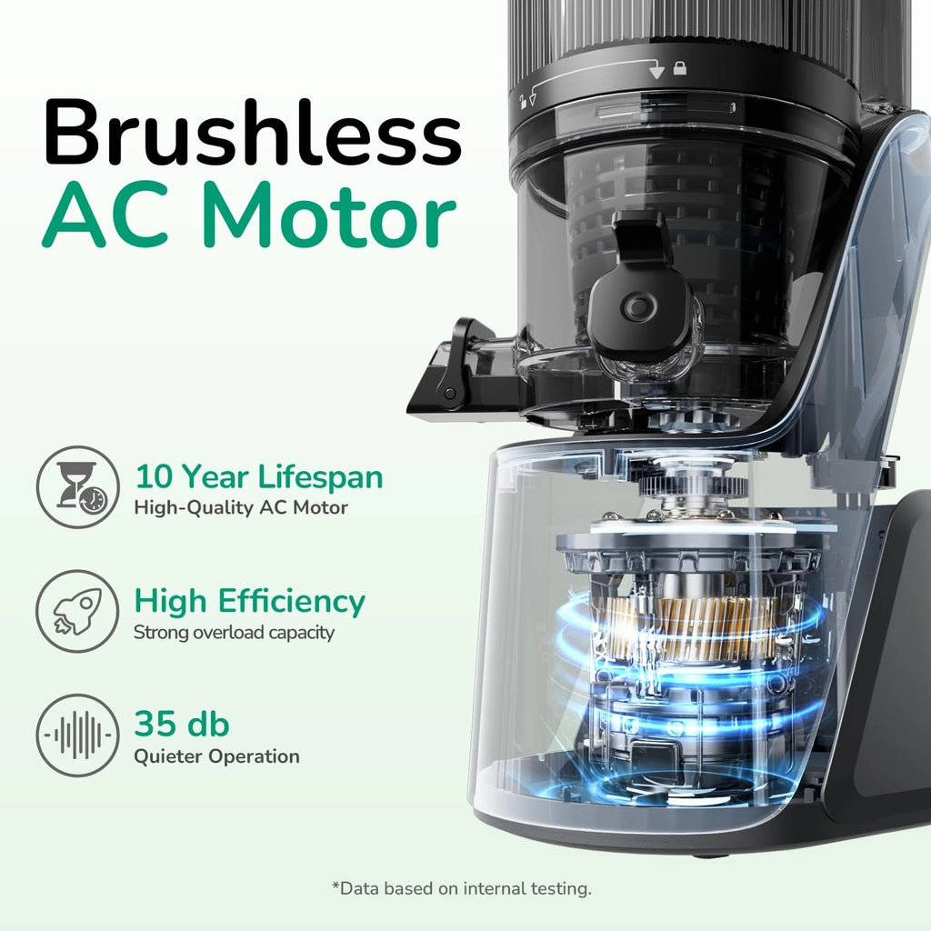 Premium 3-in-1 Cold Press Juicer | 6" Wide Feed Chute • Self-Precut • Brushless Motor • BPA-Free