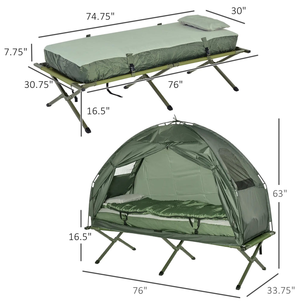 4-in-1 Foldable Camping Cot with Tent & Mattress