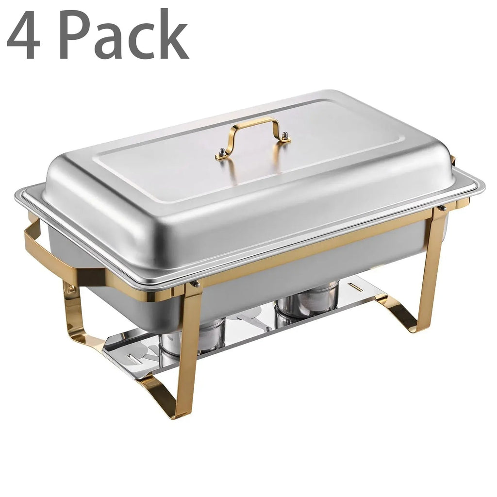 Ensemble de buffet chafing dish doré de 8 pintes - Acier inoxydable