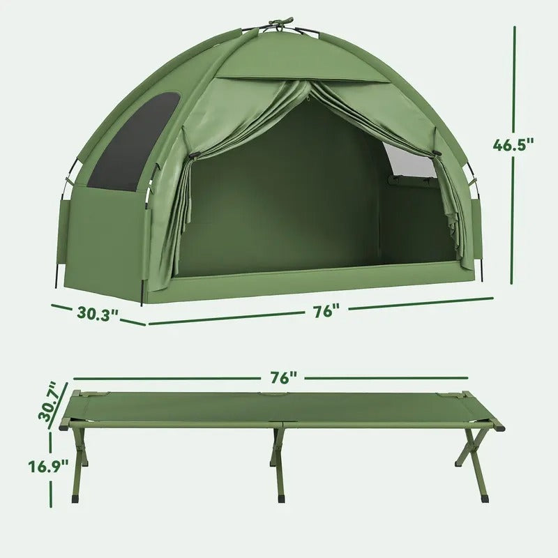 4-in-1 Foldable Camping Cot with Tent & Mattress