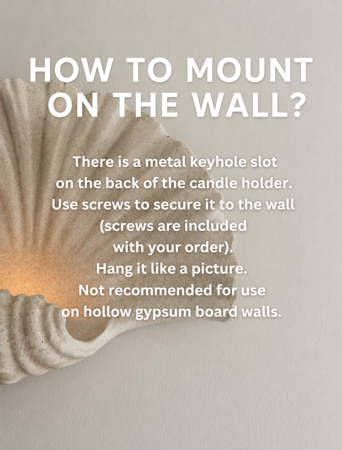 Applique murale porte-bougie en coquillage et grès naturel – Décoration murale sculpturale artisanale en coquillage, lampe bougie bohème côtière pour intérieur