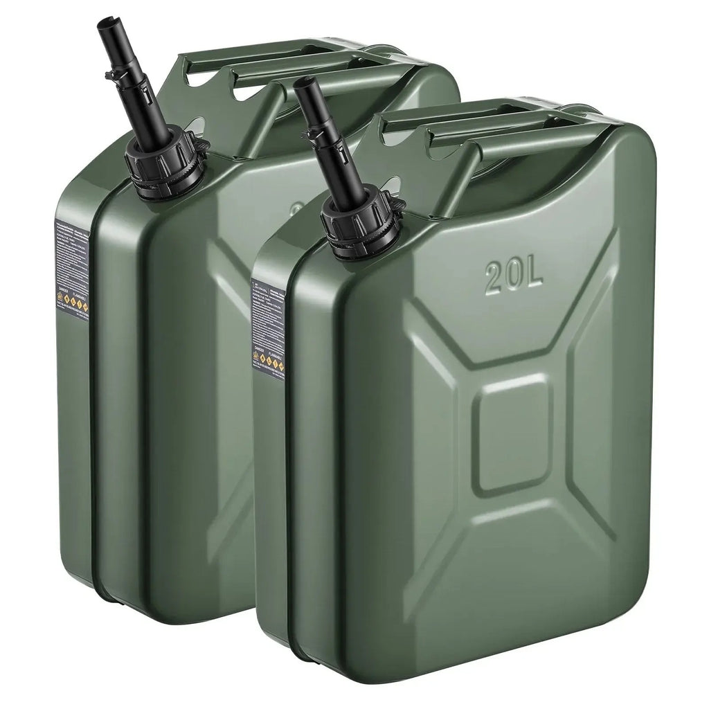 Jerry Fuel  Metal Fuel Container, Summervibes,Summervibes, 5.3 Gallon, Fuel Jerry Can with Spout and Comfort Handle, 6 L/min Max Flow Rate, Leakproof & Corrosion-resistant Metal Gas Tank Most Cars Motorcycle ATV UTV, Red, 2 Packs