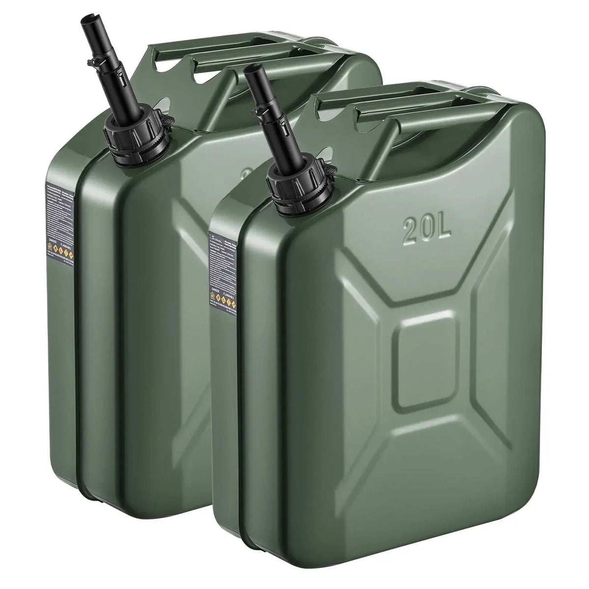 Jerry Fuel  Metal Fuel Container, Summervibes,Summervibes, 5.3 Gallon, Fuel Jerry Can with Spout and Comfort Handle, 6 L/min Max Flow Rate, Leakproof & Corrosion-resistant Metal Gas Tank Most Cars Motorcycle ATV UTV, Red, 2 Packs