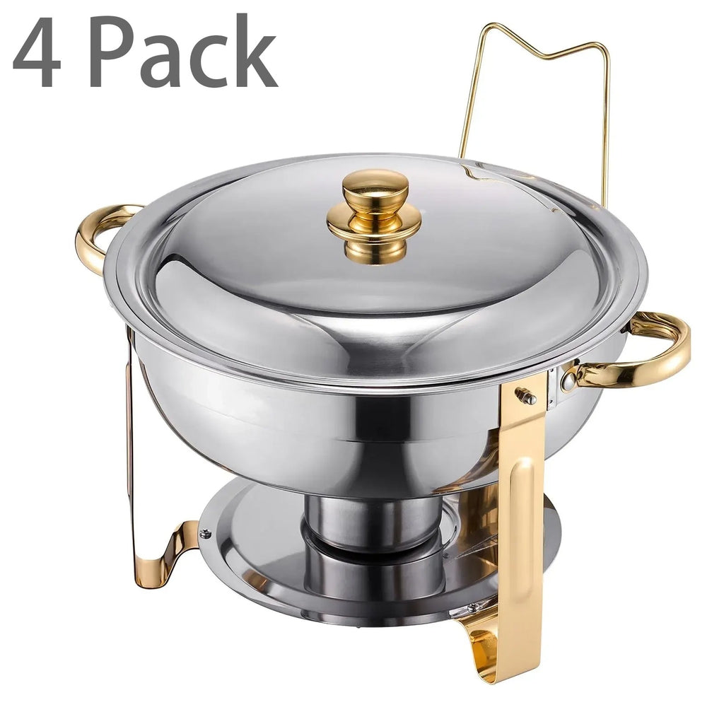 Ensemble de buffet chafing dish doré de 8 pintes - Acier inoxydable