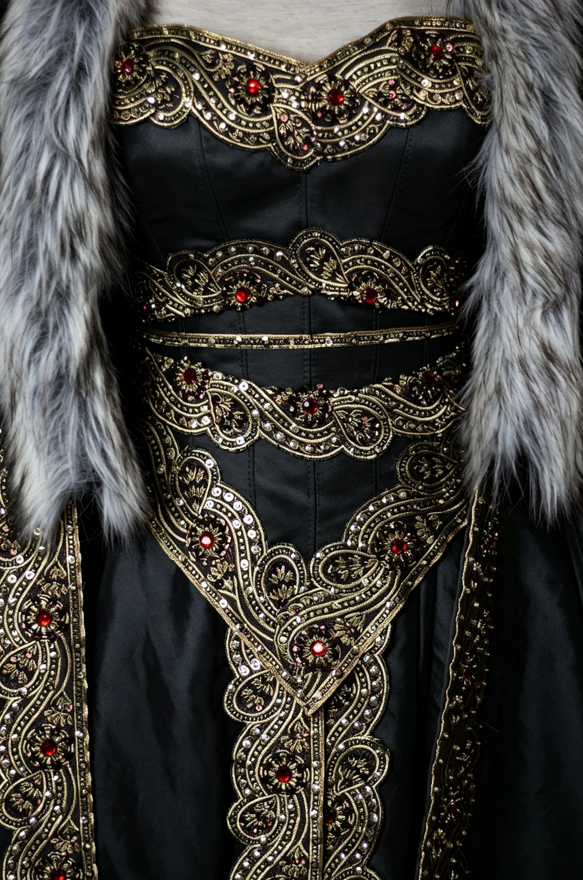 Robe de rêve Queen Gown avec cape en fourrure