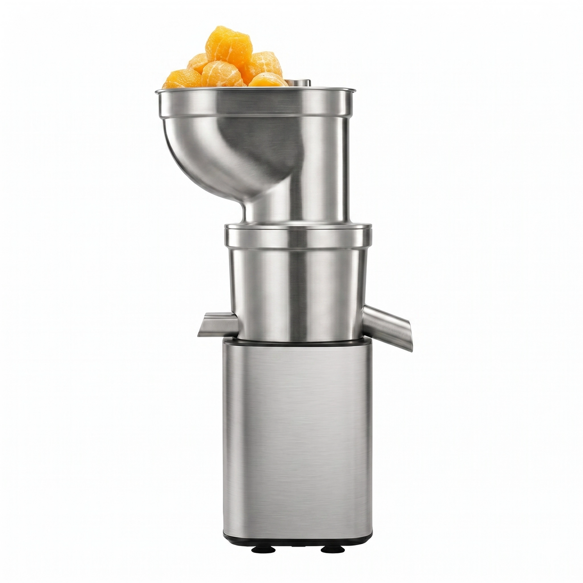 Presse-agrumes en acier inoxydable à large trémie d’alimentation – Système automatique de séparation du jus et de la pulpe