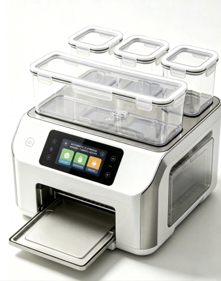 Automatische smarte Pfannkuchenmaschine mit 3 Zutaten-Dosierern & verstecktem Wassertank