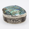 Die Aurora-Drachenschmuckschatulle | Handgefertigt aus Abalone-Muschel und Vintage-Silber
