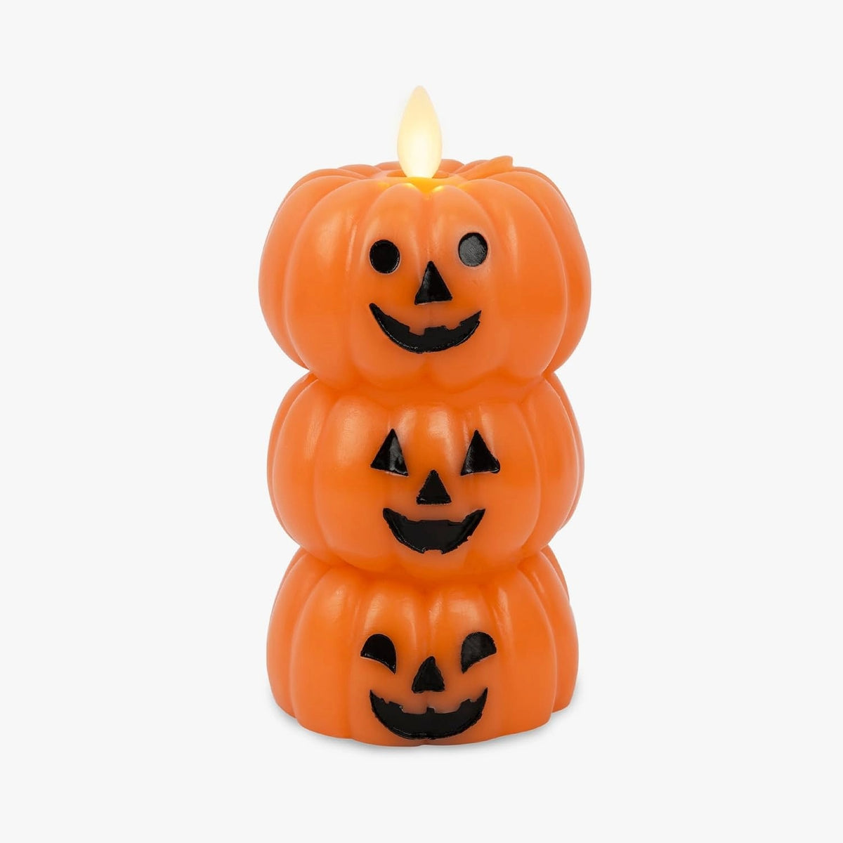 Bougie LED Citrouille Empilée | Lumière Décorative Sans Flamme en Cire Véritable pour Halloween