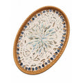 1 acheté, 1 offert – Plateau mosaïque artisanal en coquillages de rotin, plateau de service ovale tressé naturel avec incrustations de nacre pour la décoration et le rangement à la maison