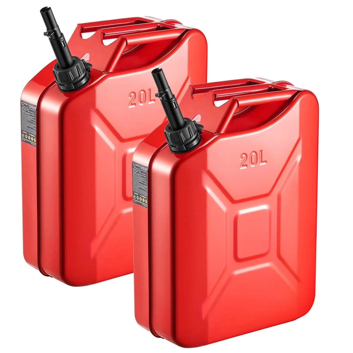 Jerry Fuel  Metal Fuel Container, Summervibes,Summervibes, 5.3 Gallon, Fuel Jerry Can with Spout and Comfort Handle, 6 L/min Max Flow Rate, Leakproof & Corrosion-resistant Metal Gas Tank Most Cars Motorcycle ATV UTV, Red, 2 Packs
