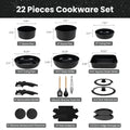 JJJSHOP Non-Toxic Ceramic Cookware Set - 22pcs