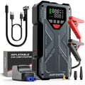 16800mAh 6000A Portable Car Jump Starter with Air Compressor | 5-in-1 Emergency Battery Booster with 150 PSI Tire Inflator & LED Light