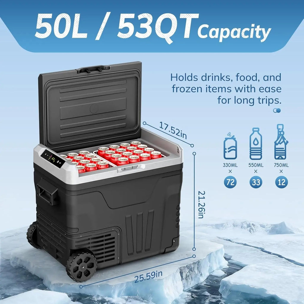 Portabel 12 V bilkyl och frys – elektrisk kylbox på 24/37/53 qt för husbil, lastbil, camping och resor