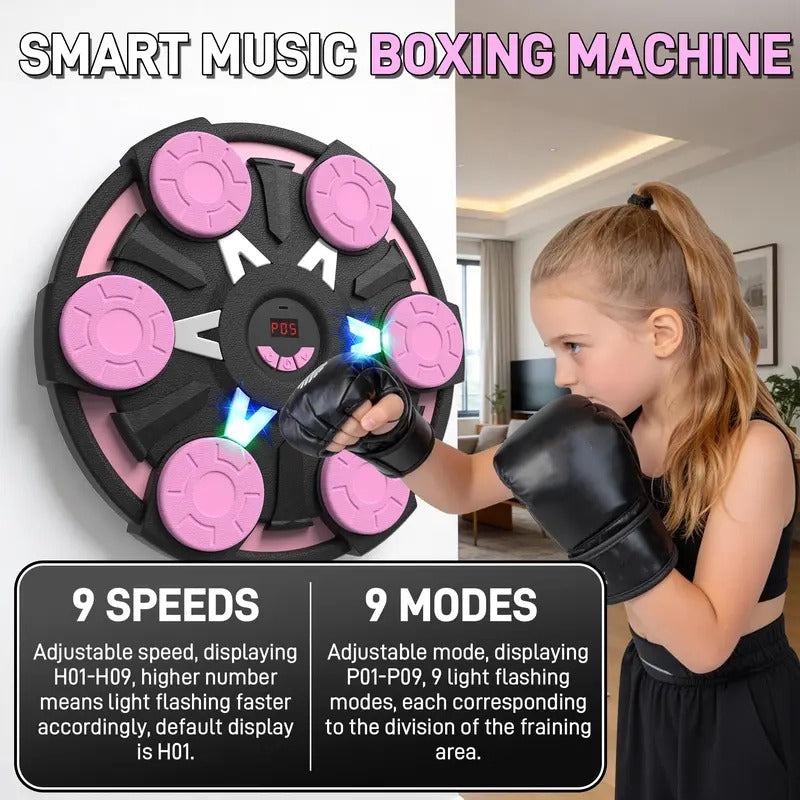 Music Boxing Machine for Kids & Adults - Wall Punching Pad with Lighting, 9-Speed Bluetooth Boxing Game with Gloves, Wall Mounted Exercise Equipment, 2026 Upgrade Boxing Equipment for Kids Age 6+ Protective Gear boxing gloves boxing equipment