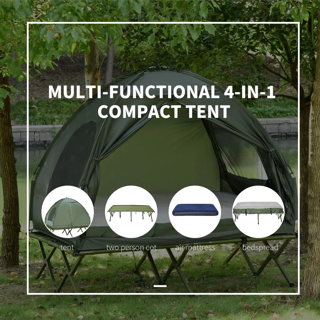 4-in-1 Foldable Camping Cot with Tent & Mattress
