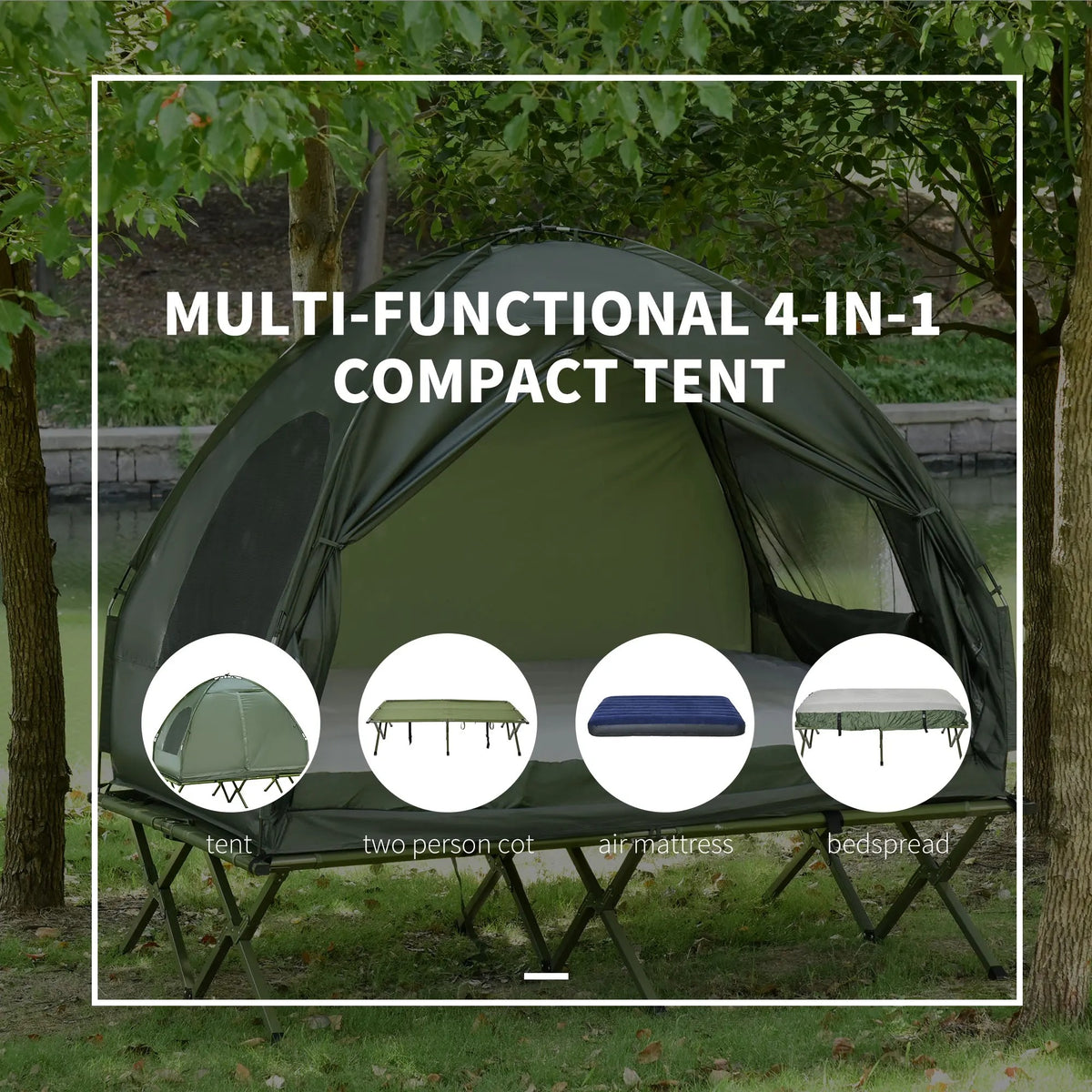 4-in-1 faltbares Campingbett mit Zelt und Matratze