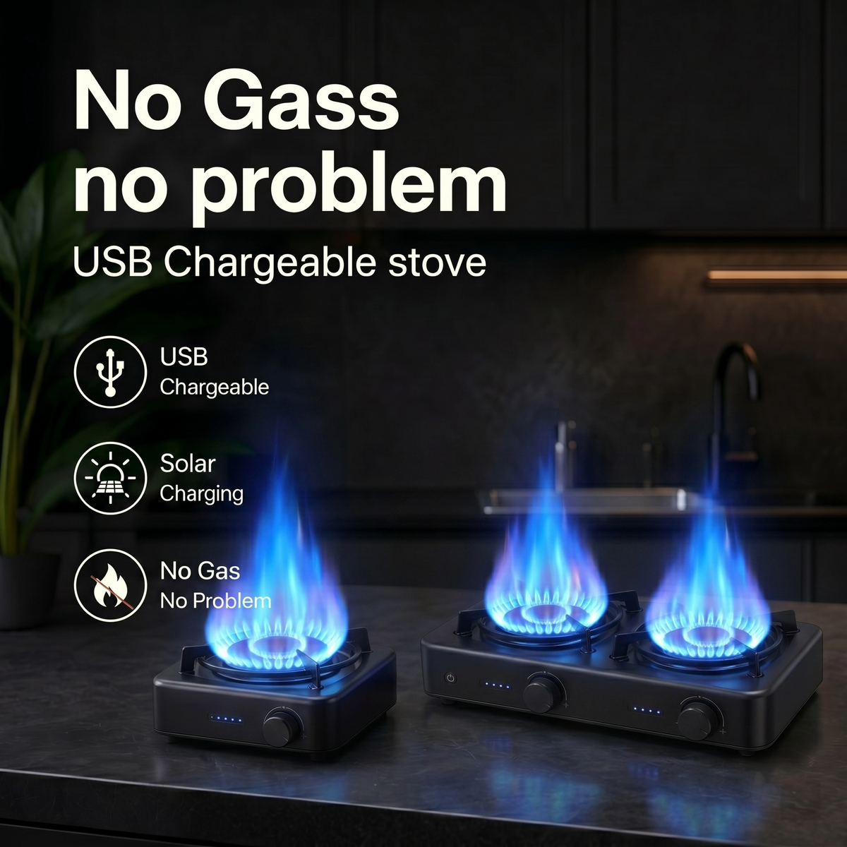 Portabel solspis | Inbyggt uppladdningsbart batteri, USB-laddning och energieffektiv sladdlös matlagning