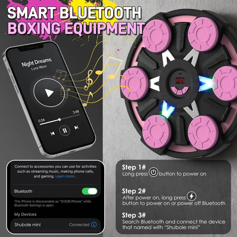 Music Boxing Machine for Kids & Adults - Wall Punching Pad with Lighting, 9-Speed Bluetooth Boxing Game with Gloves, Wall Mounted Exercise Equipment, 2026 Upgrade Boxing Equipment for Kids Age 6+ Protective Gear boxing gloves boxing equipment
