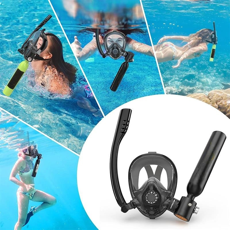 Masque de plongée avec bouteille. Idéal pour les voyages, le snorkeling, l'exploration sous-marine, l'entretien des bateaux et comme réserve d'air de secours.