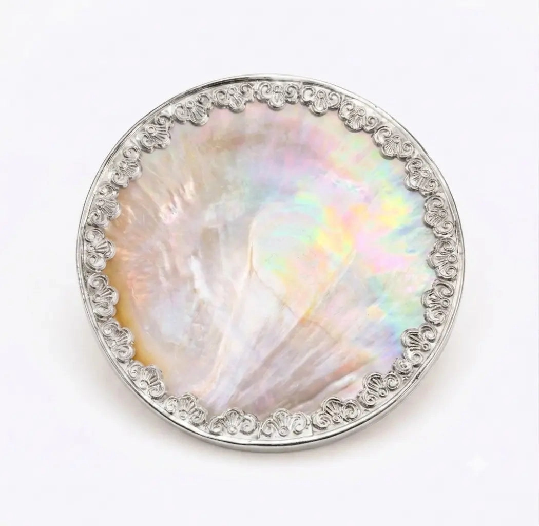 Handcrafted Yellow Lip Shell Inlaid Scallop Dish – Natural Mother of Pearl Caviar Bowl & Trinket Plate