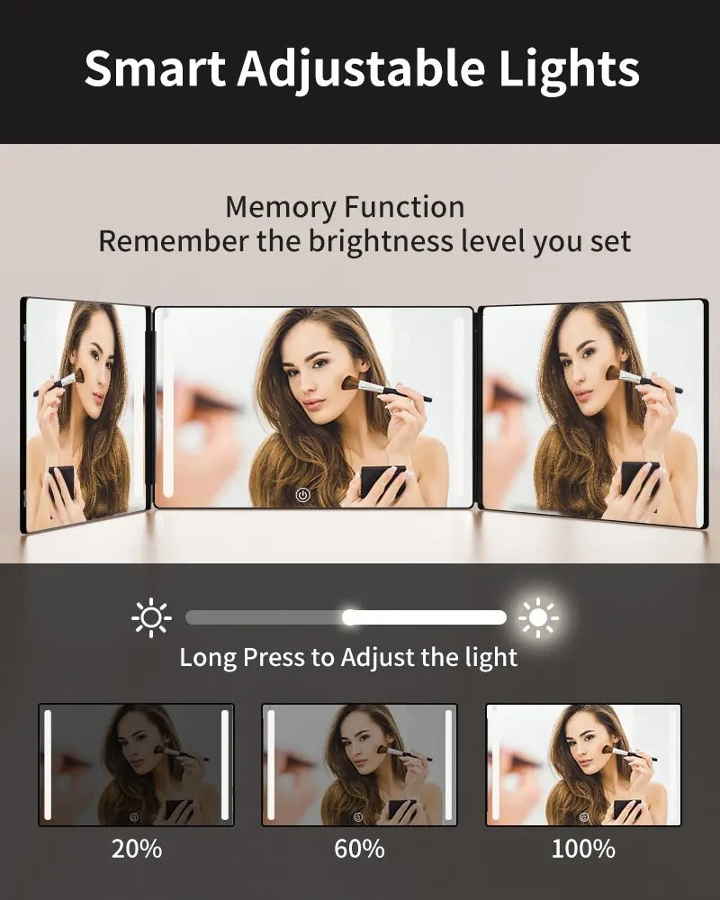 Miroir LED portable à 3 volets GRATUIT pour la coupe et la coiffure