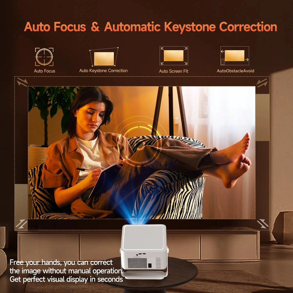 480MAX Smartprojektor | 1100 ANSI, 4K-hemmabio med autofokus, AI-keystone, Android 14, WiFi 6 och HDR10+