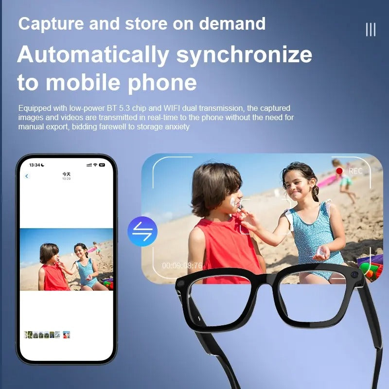 Smart Bluetooth Glasses with 1080p Camera & Audio