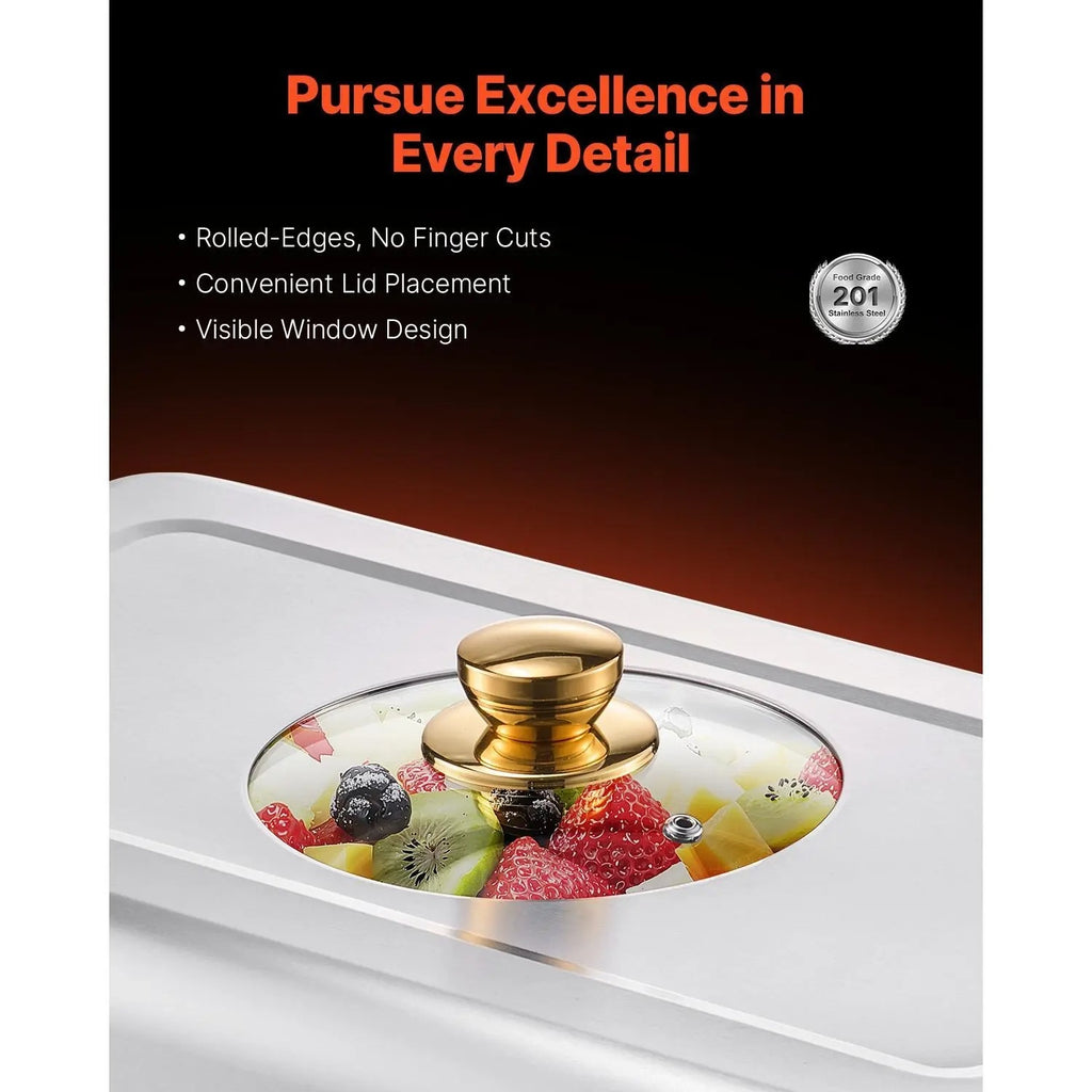 Ensemble de buffet chafing dish doré de 8 pintes - Acier inoxydable