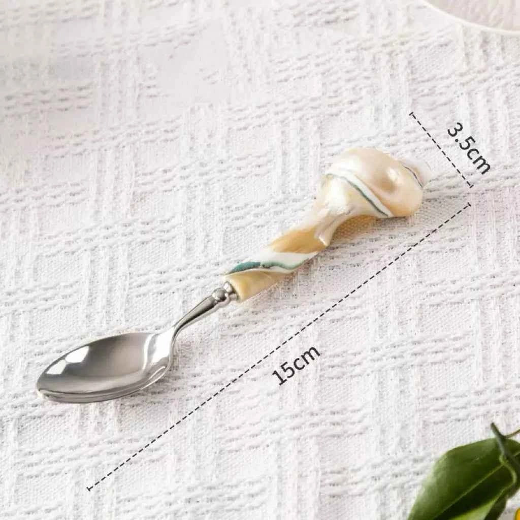 Natural Conch Shell Spoon & Fruit Fork Set