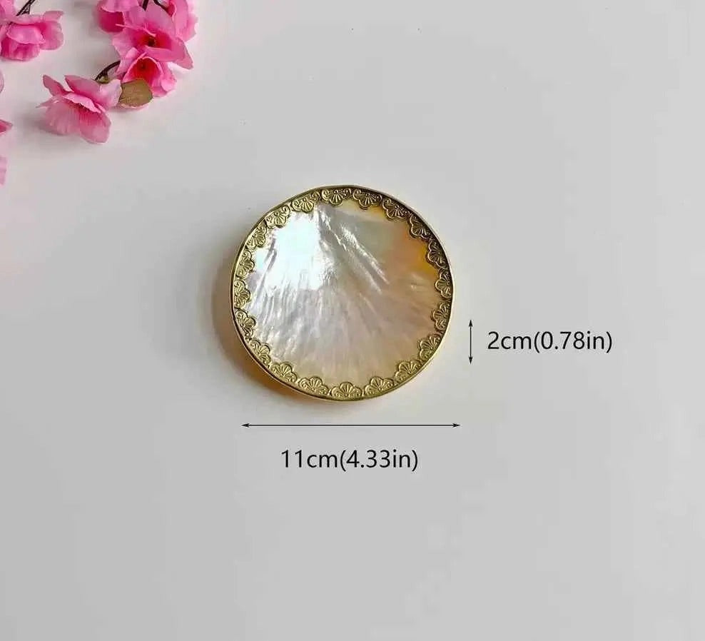 Handcrafted Yellow Lip Shell Inlaid Scallop Dish – Natural Mother of Pearl Caviar Bowl & Trinket Plate