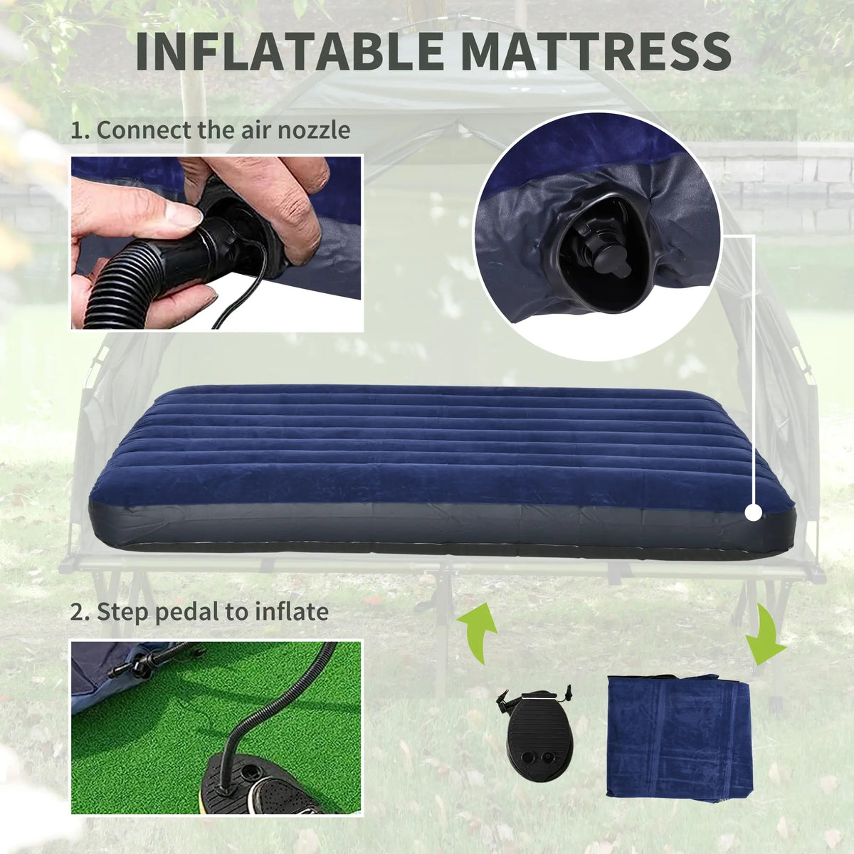 4-in-1 faltbares Campingbett mit Zelt und Matratze