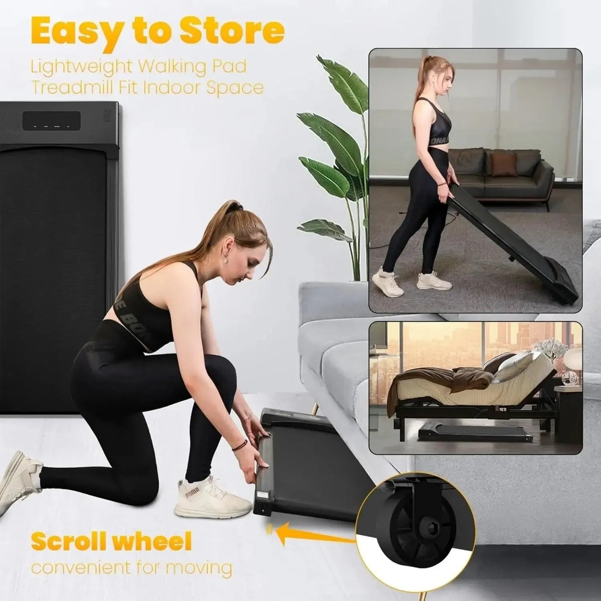 2-in-1-Laufband für unter den Schreibtisch – tragbar und leise