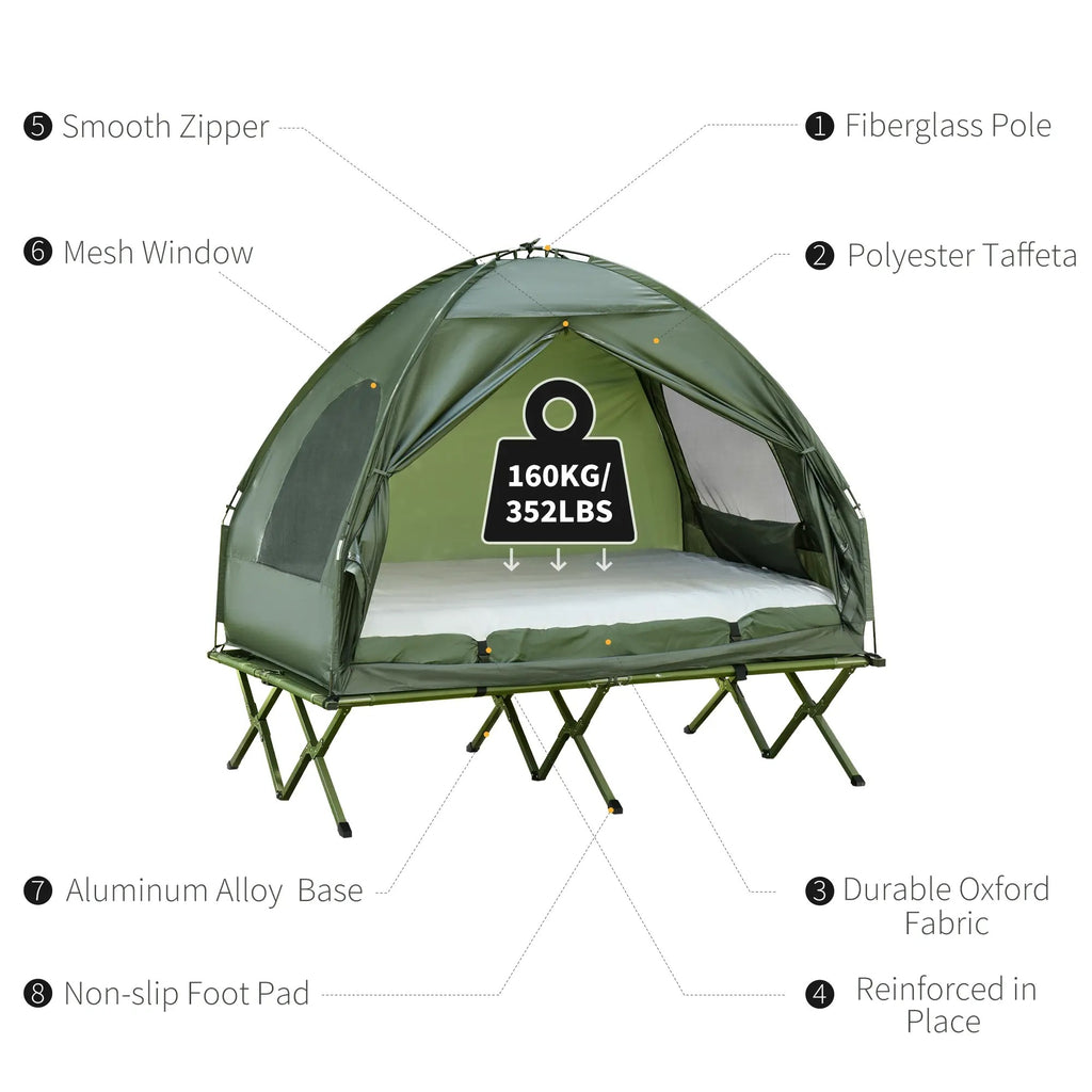 4-in-1 Foldable Camping Cot with Tent & Mattress