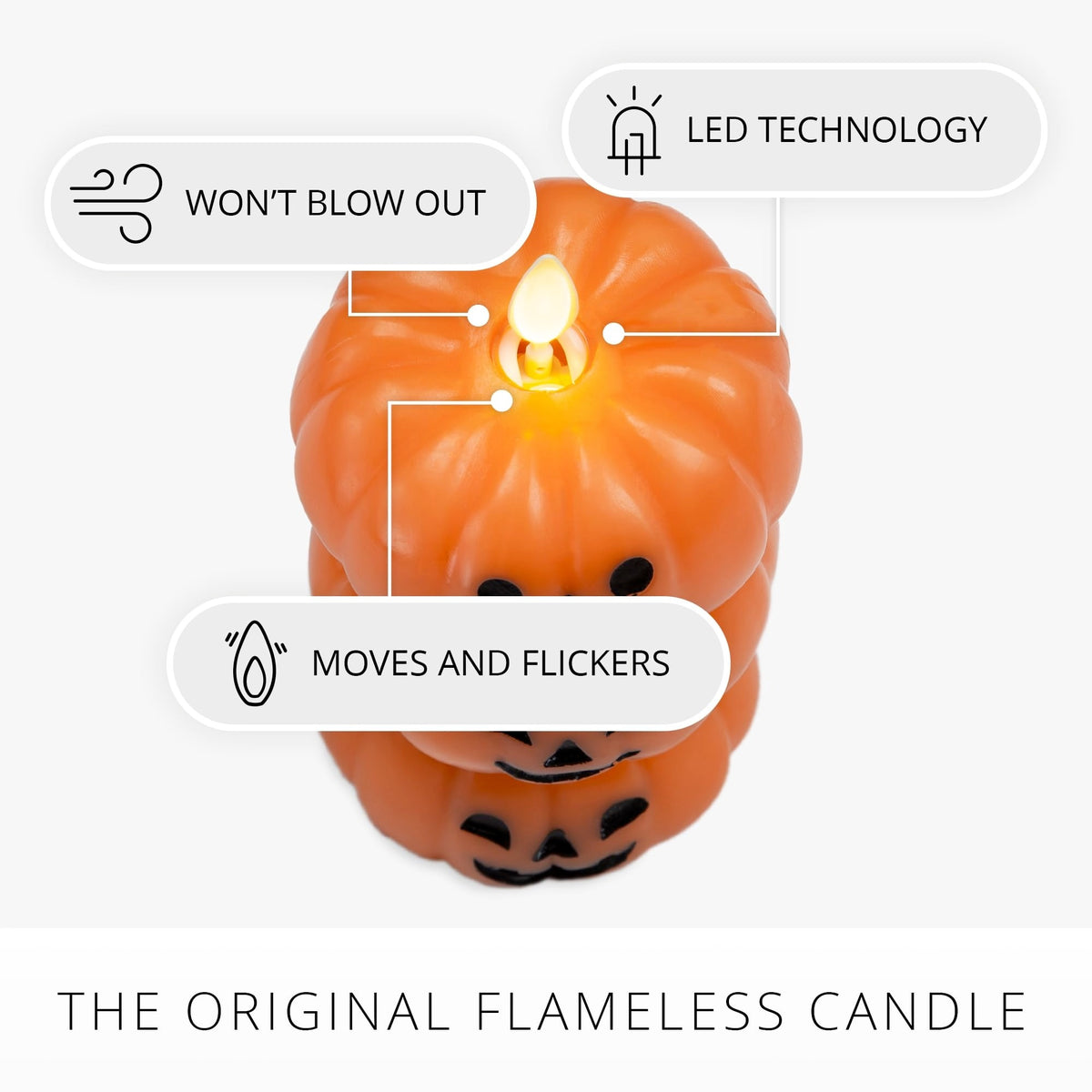 Bougie LED Citrouille Empilée | Lumière Décorative Sans Flamme en Cire Véritable pour Halloween