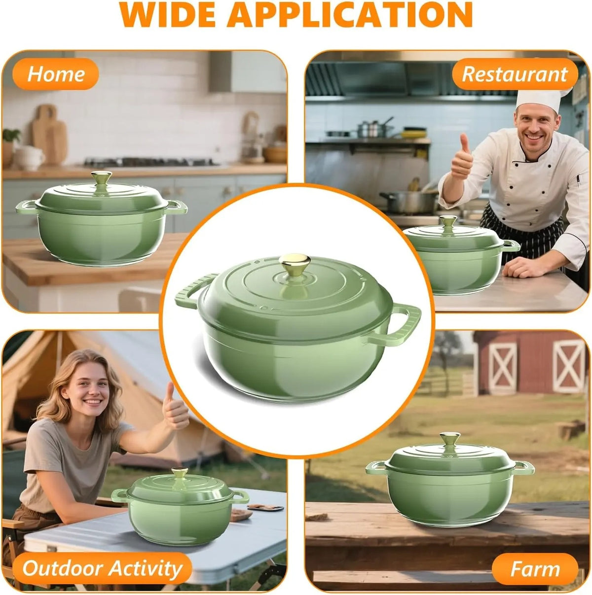 JJJSHOP Enameled Cast Iron Round Dutch Oven, 5/6/7.5QT Pot with Lid &Dual Handles with Silicone Gloves,Oven Safe up to 500°F, Heavy-Duty Pre-Seasoned Cookware for Bread Baking, Braising, Stews, Roasting,TikTokShopBlackFriday