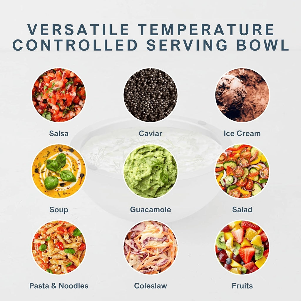 Chiller Bowl - 35oz Capacity - Frozen Ice Stainless Steel Party Serving Bowl - Insulated Dip Dish Platter Keeps Salsa, Guacamole, Condiments, Sauces, Salad & Food Hot or Cold (1 Bowl)