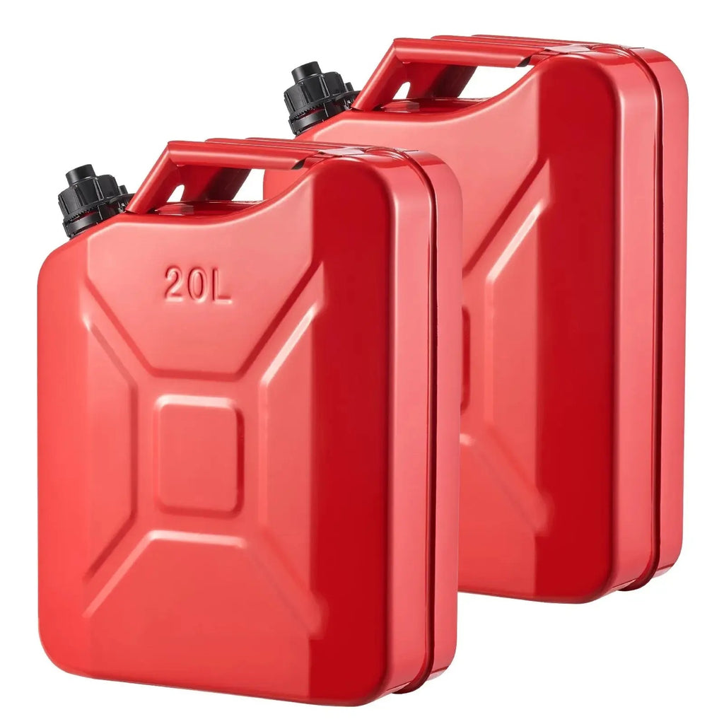 Jerry Fuel  Metal Fuel Container, Summervibes,Summervibes, 5.3 Gallon, Fuel Jerry Can with Spout and Comfort Handle, 6 L/min Max Flow Rate, Leakproof & Corrosion-resistant Metal Gas Tank Most Cars Motorcycle ATV UTV, Red, 2 Packs