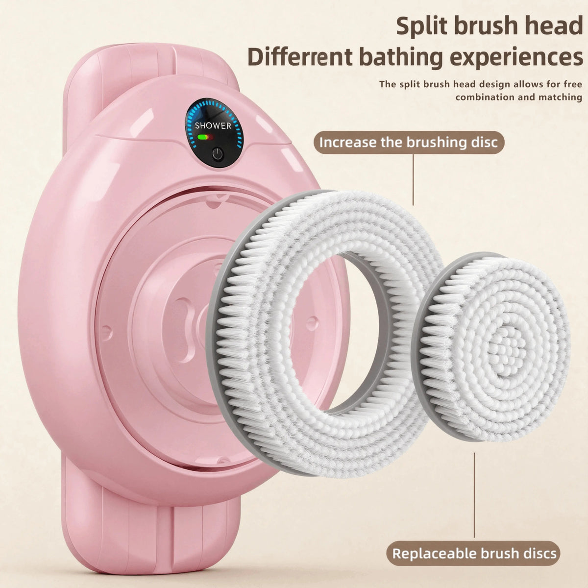 Smart exfolieringsborste för väggmontering, smart elektrisk duschborste för kroppen – väggmonterad ryggborste med 3 hastigheter och 360° rotation, uppladdningsbar exfolieringsborste med mjuka borst, handfri djuprengöring för män och kvinnor