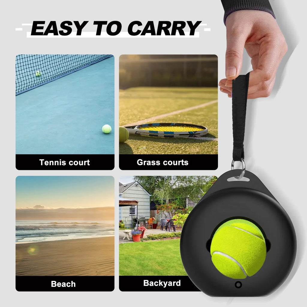 Hochwertiger Tennis-Trainer mit Rückprallfunktion und Metallsockel, tragbares Set mit 3 hochelastischen Tennisbällen an Schnüren, ideal für Erwachsene, Kinder und Anfänger, Trainingsgerät für den Outdoor-Bereich, Sport und Schlägersport
