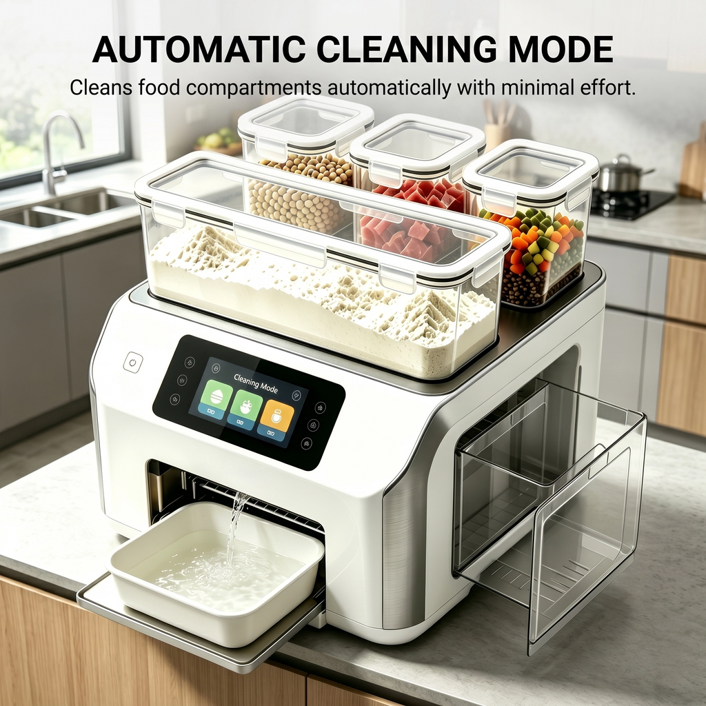 Automatische smarte Pfannkuchenmaschine mit 3 Zutaten-Dosierern & verstecktem Wassertank
