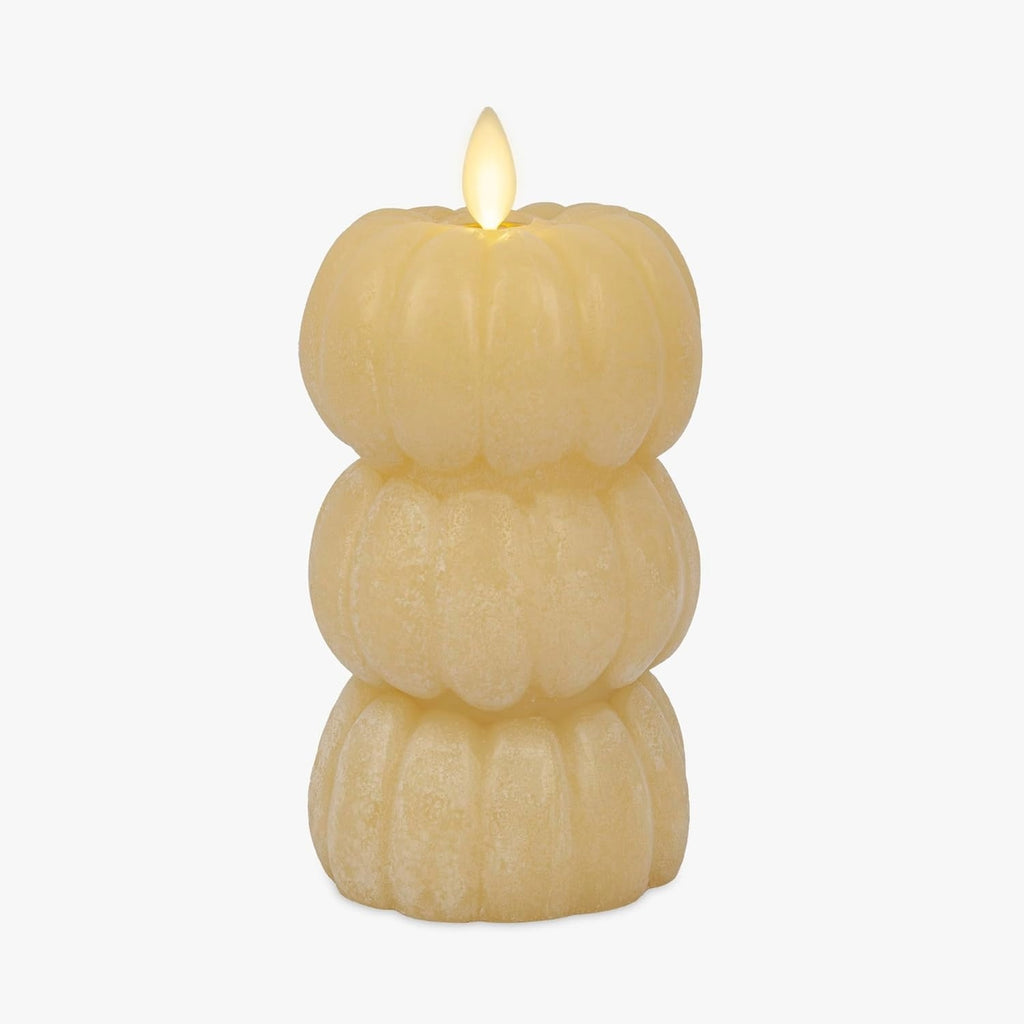 Bougie LED Citrouille Empilée | Lumière Décorative Sans Flamme en Cire Véritable pour Halloween